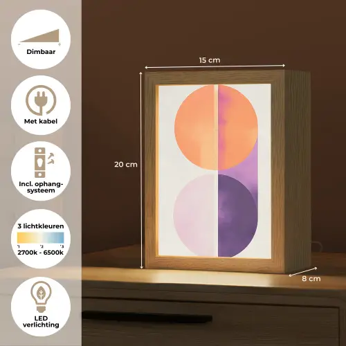 Cirkels - Abstract - Paars Light Box met kabel (Tafellamp) klein -USP_NL