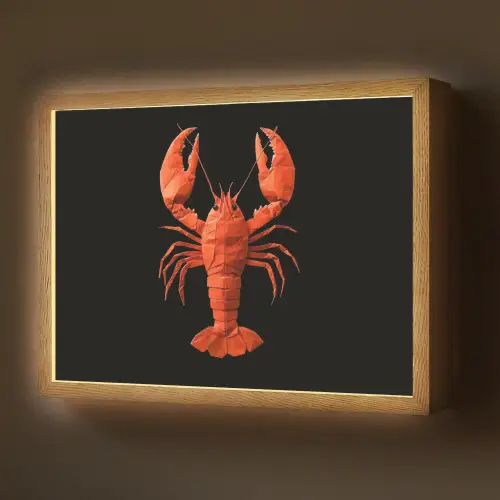 Kreeft - Papier - Origami papier - Rood Light Box met batterij (Wandlamp) middel -z3d_website