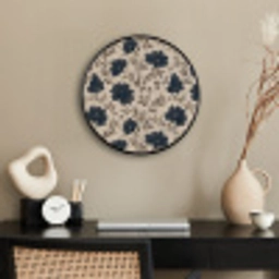 Motief - Bloemen - Zwart - Beige Fotolijst rond zonder passe partout klein 856 -sfeer1