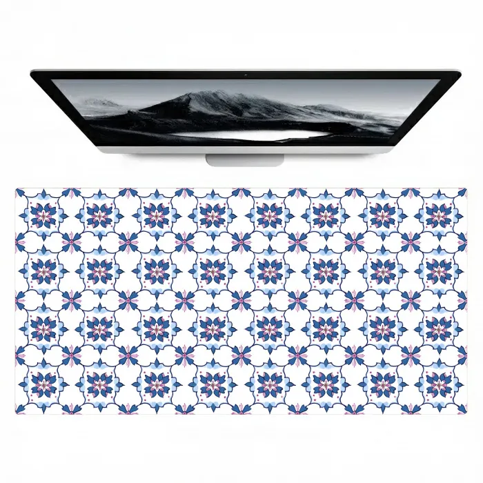Modern - Patroon - Blauw - Roze Muismat XXL klein 681 -zzz3d