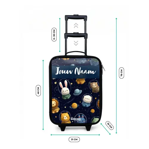 Dieren - Astronaut - Planeten - Sterren Kinderkoffer - Zwart klein -productfoto_formaten