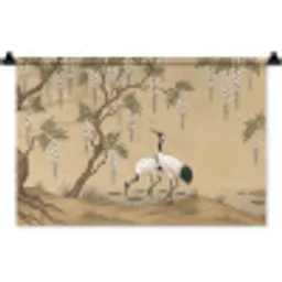 Kraanvogels - Water - Beige Wandkleed katoen klein -zz3d