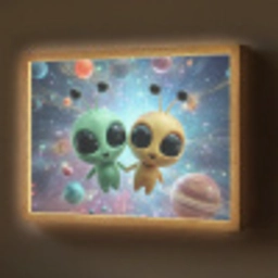 Aliens - Ruimte - Planeten Light Box met batterij (Wandlamp) middel -z3d_website