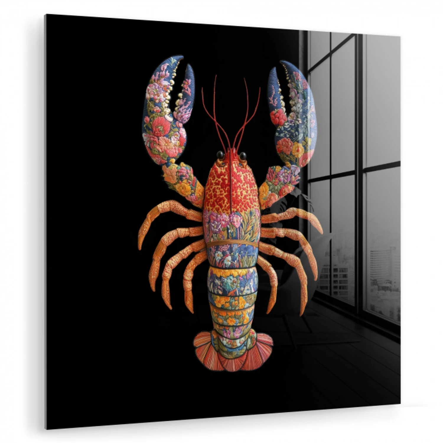 Kreeft - Borduur - Kleurrijk - Bloemen plexiglas 5mm klein -zzzproduct_nieuw