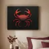 Krab - Rood - Vissen - Schaaldieren Textielframe zwart klein -sfeer1