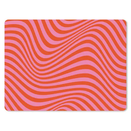 Golvend patroon - Rood - Roze - Lijnen muismat rubber klein -3d