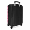 Patroon van bladeren in licht- en donkerroze NBS - Handbagage koffer - Kinderen Unisex middel -achterkant