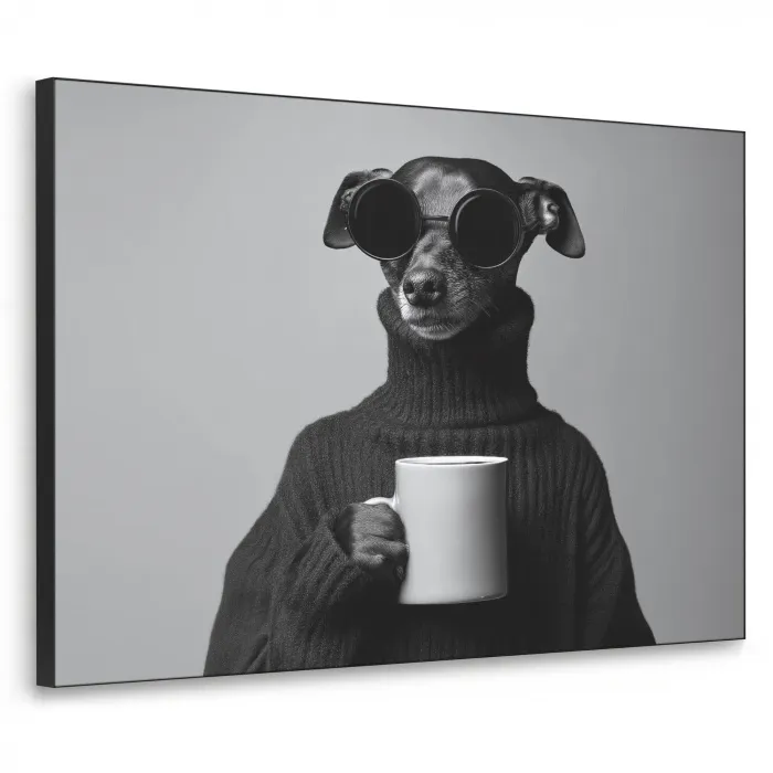Coltrui - Hond - Bril - Mok Textielframe zwart klein -3d