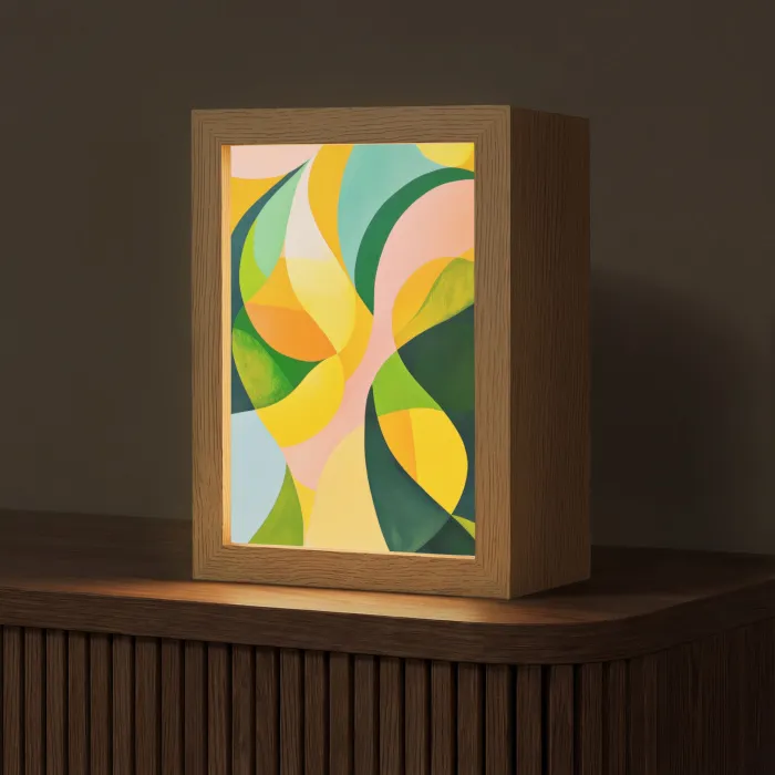 Abstract - Geel - Roze - Groen Light Box met kabel (Tafellamp) klein -z3d_website