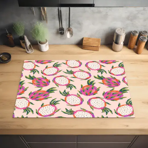 Drakenfruit - Patroon - Roze Inductie beschermer vinyl 3mm klein 276 -sfeer5