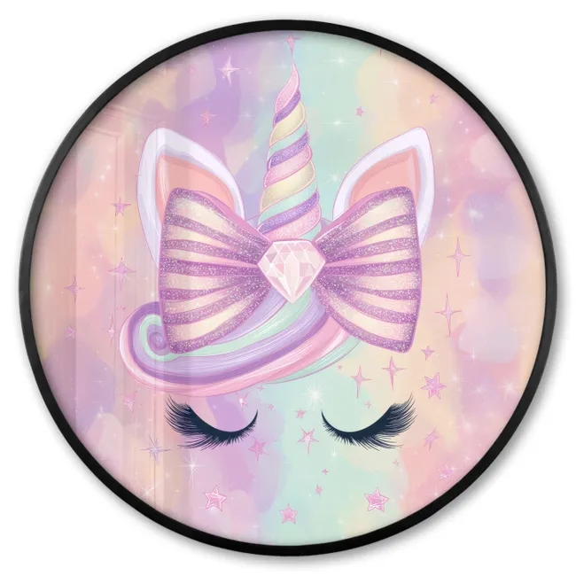 Ronde fotolijst - Eenhoorn - Glitters - Regenboog - Pastel
