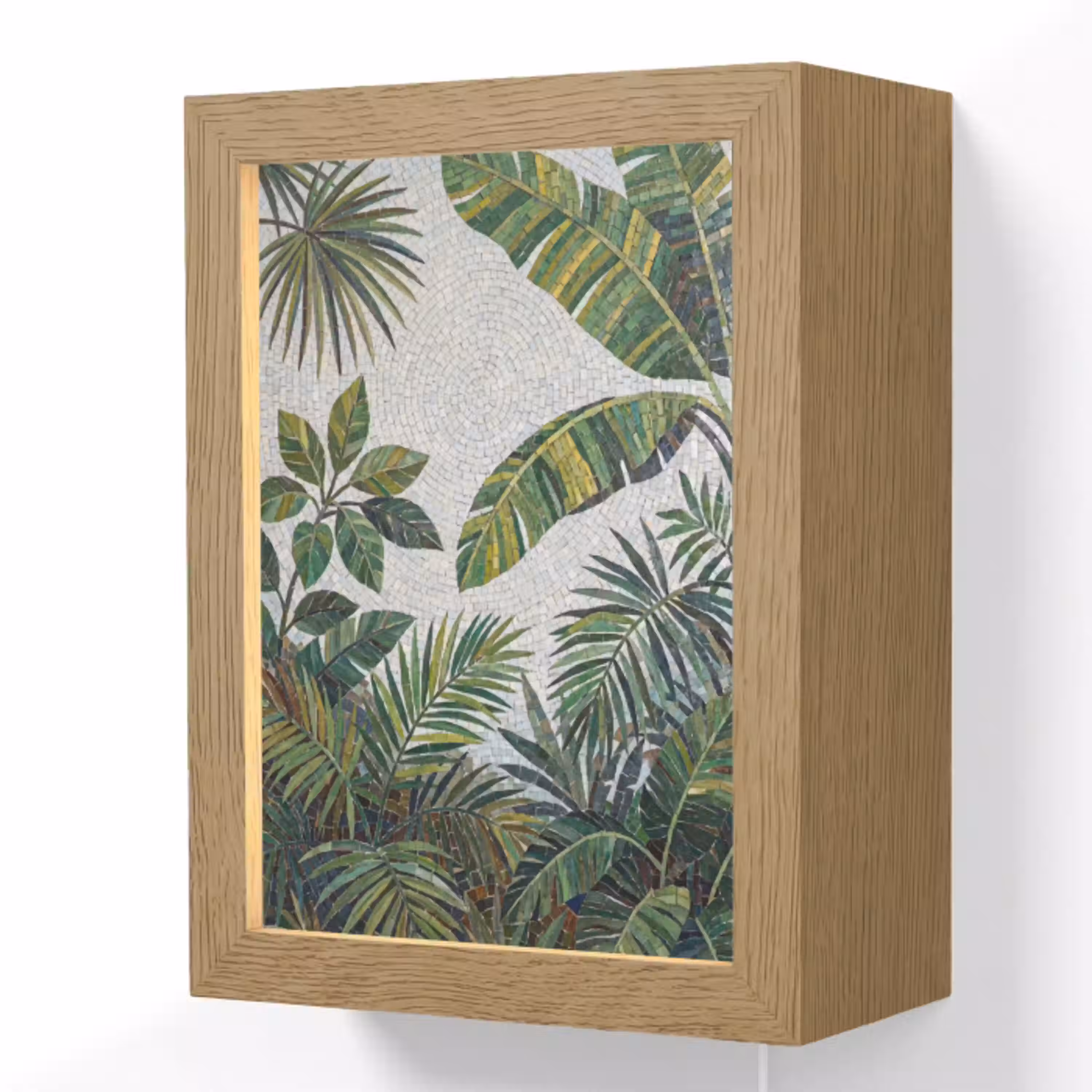 Planten - Tropisch - Mozaïek - Groen - Natuur Light Box met kabel (Wandlamp) klein -3d