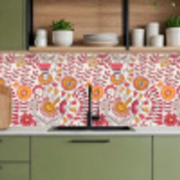 Bloemen - Design - Roze - Oranje keuken achterwand 2 middel 871 -sfeer3
