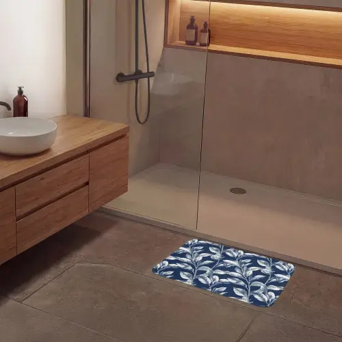 Botanisch - Patroon - Blauw Badmat klein 997 -sfeer2