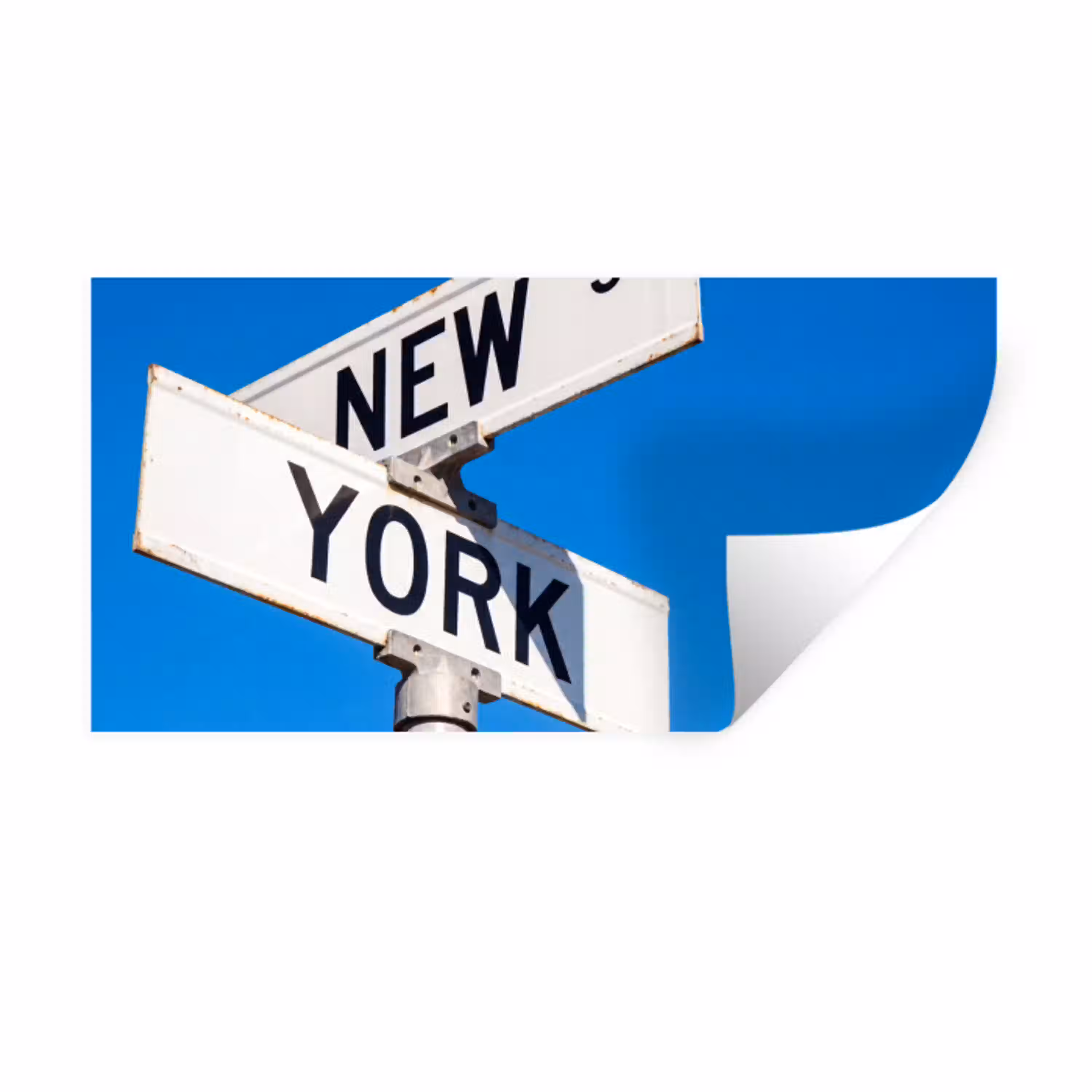 New York - Straatbord - Stad - Urban - Blauw Muursticker klein -3d