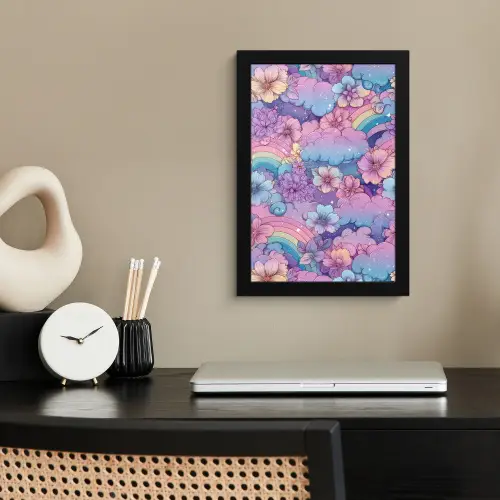 Regenbogen - Bloemen - Kleurrijk - Wolken fotolijst zwart zonder passe partout klein -sfeer1