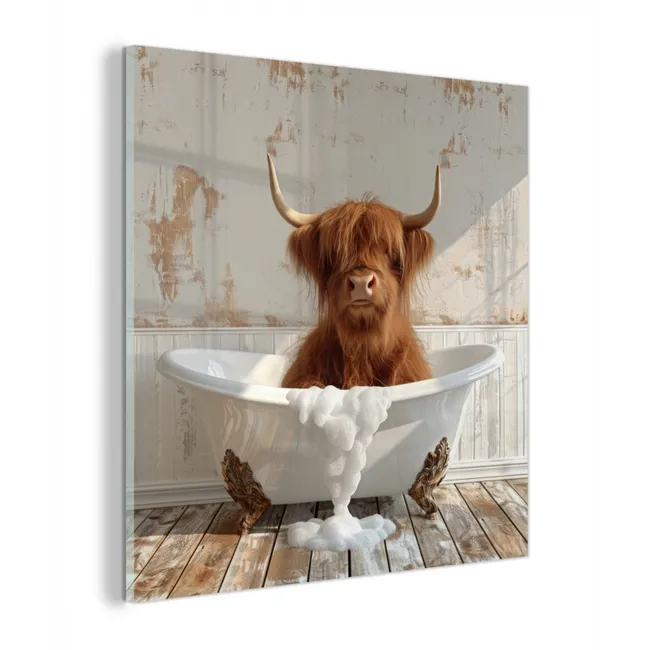 Schotse hooglander - Badkuip - Vintage - Koe plexiglas 5mm klein -z3d