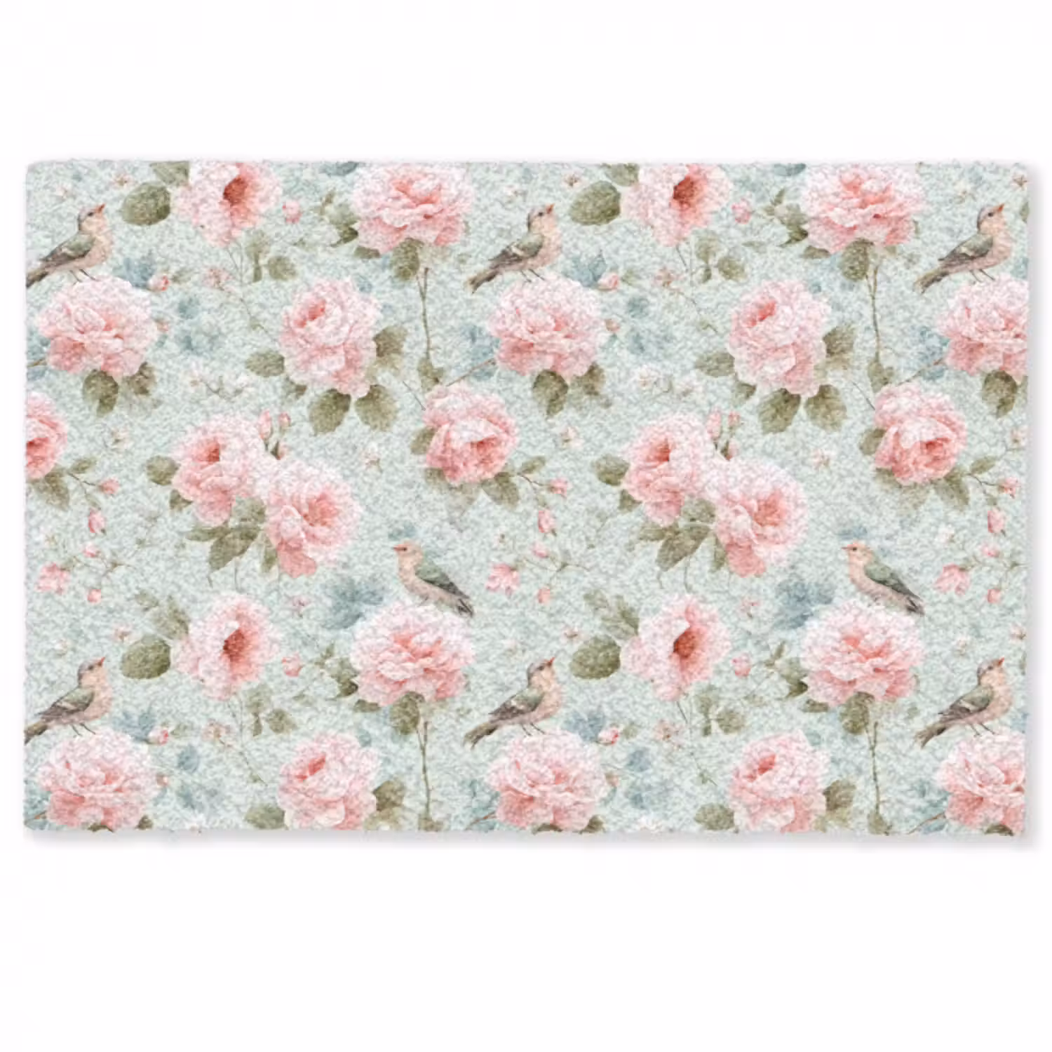 Fußmatte - Rosen - Vögel - Pastell - Farbenfroh