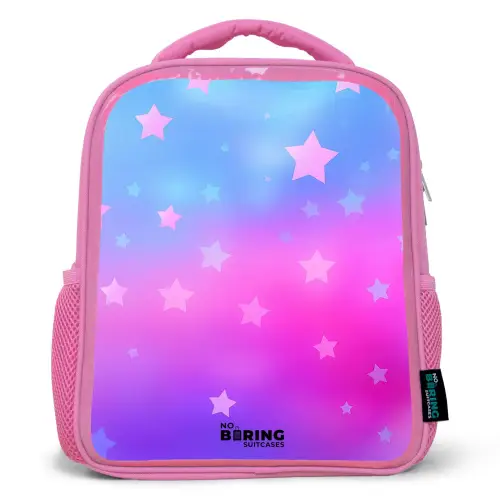 Sterren - Roze - Blauw Kinderrugzak - Roze middel -3d