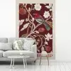 Vogel - Bordeaux - Bloemen - Bessen fotobehang vinyl groot -woonkamer