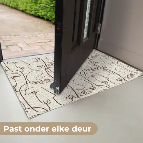 Beige - Gezicht - Lijnen - Bruin Deurmat klein 898 -USP_NL