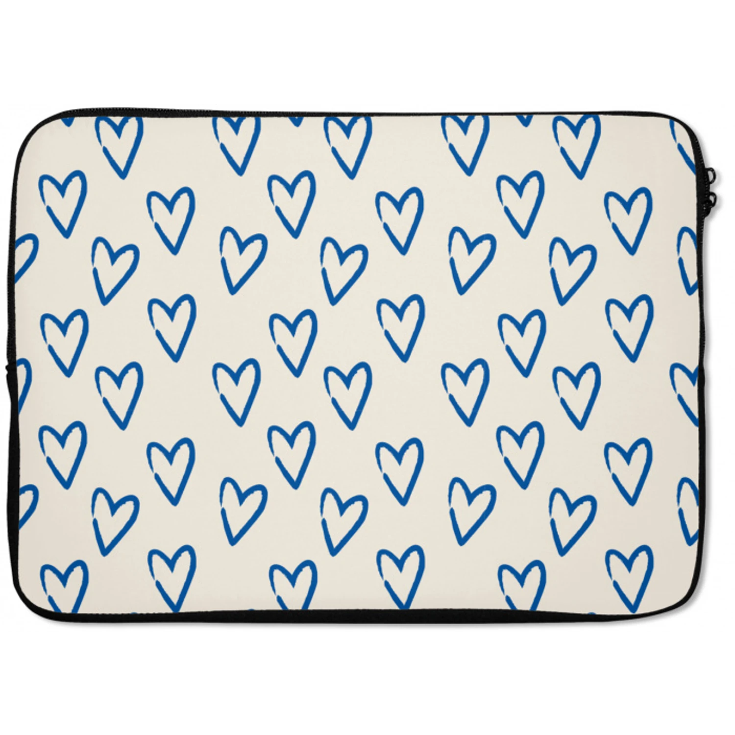 Hartjes patroon - Blauw - Beige - Liefde laptophoes neopreen klein -zkaufland3dotto