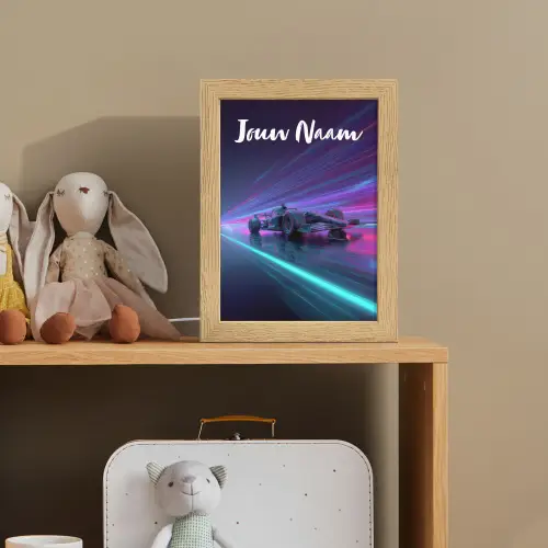 Lichtstralen - Neon - Racewagen - Paars Light Box met kabel (Kinderlampje) klein -sfeer2_kind