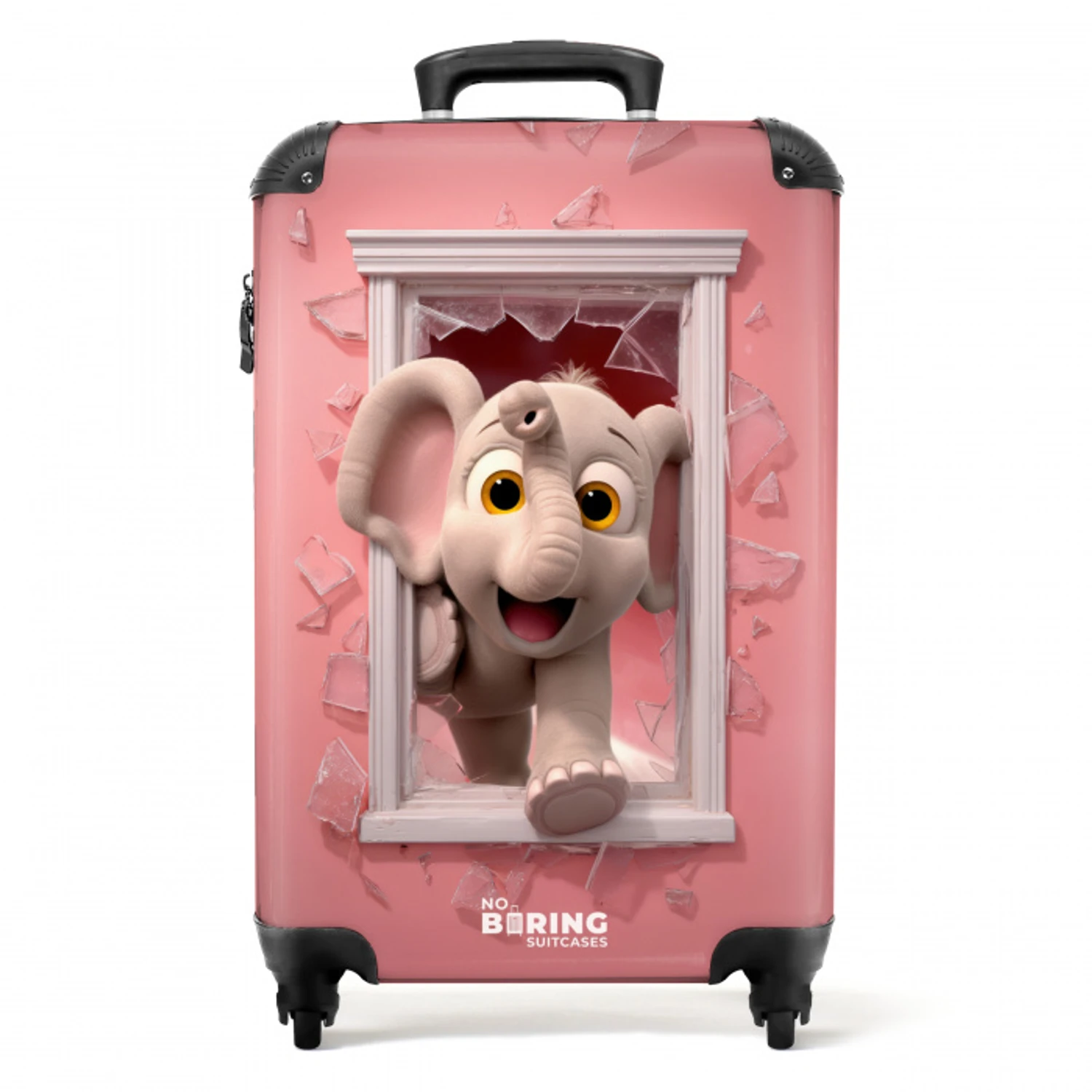 Olifant breekt door roze raam met glas NBS - Handbagage koffer - Kinderen Unisex middel -productfoto_recht
