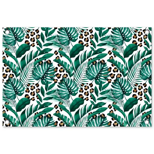 Palmblad - Panterprint - Tropical tuinposter los doek klein -3d