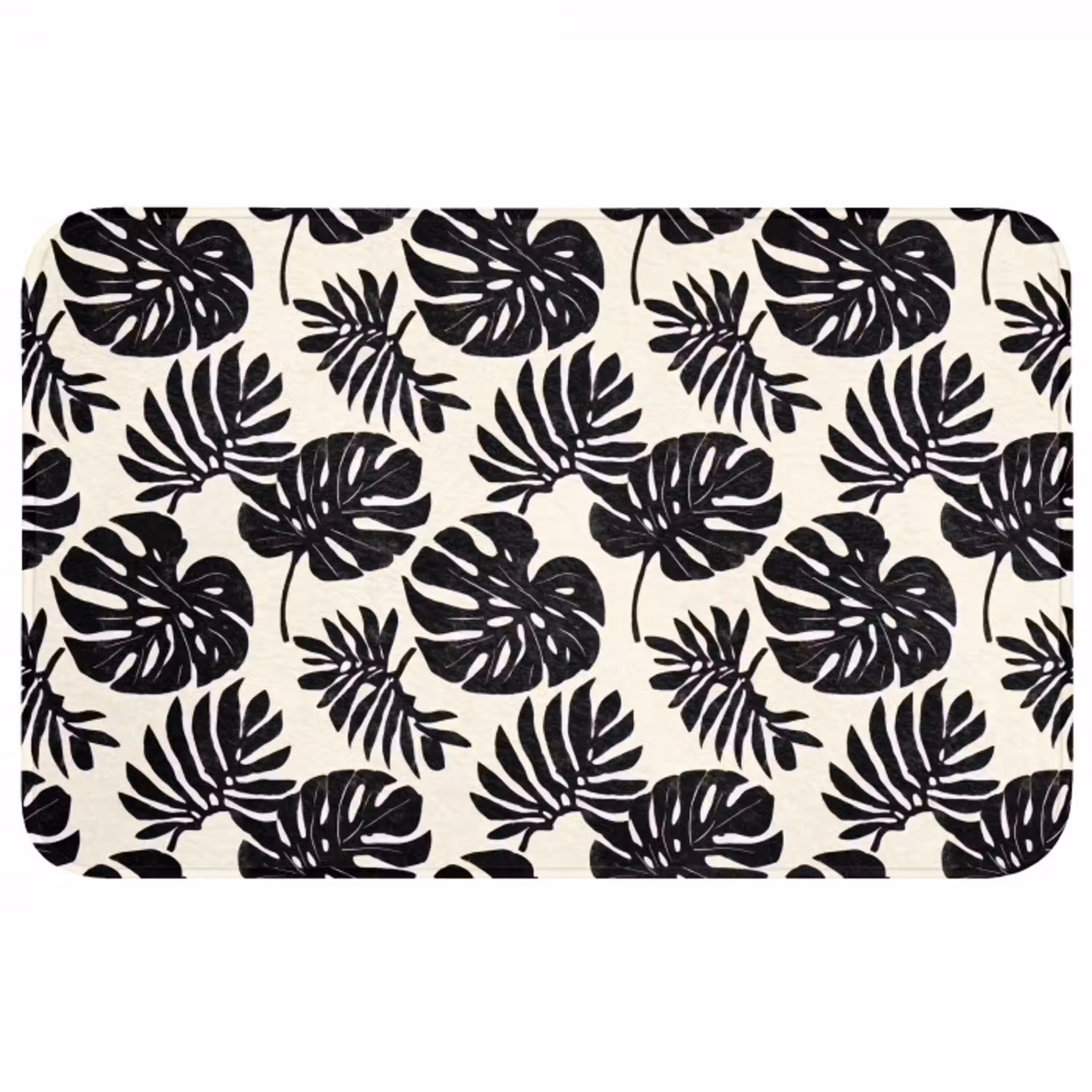 Modern - Monstera - Zwart WCmat middel 1009 -3d