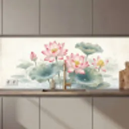 Aquarel - Lotusbloemen - Kleurrijk keuken achterwand 2 middel zz_3dshopping