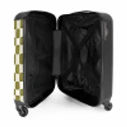 Schaak - Patroon - Groen NBS - Handbagage koffer - Volwassenen Unisex middel -binnenkant