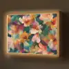 Harmonieus - Abstracte bloemen - Warme tinten Light Box met batterij (Wandlamp) middel -z3d_website