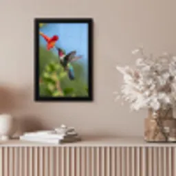 Kolibrie - Bloem - Natuur - Groen fotolijst zwart zonder passe partout klein -sfeer5
