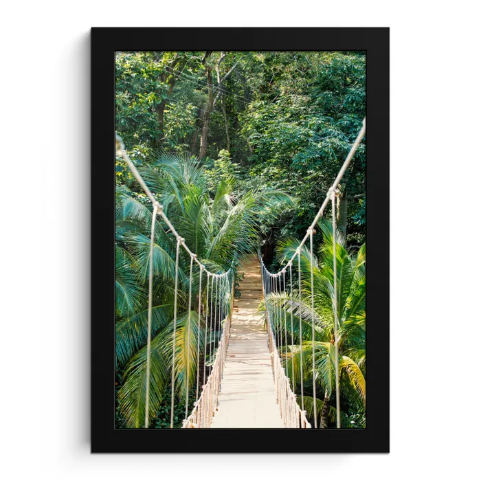Jungle - Palmboom - Brug - Natuur - Planten fotolijst zwart zonder passe partout klein -3d