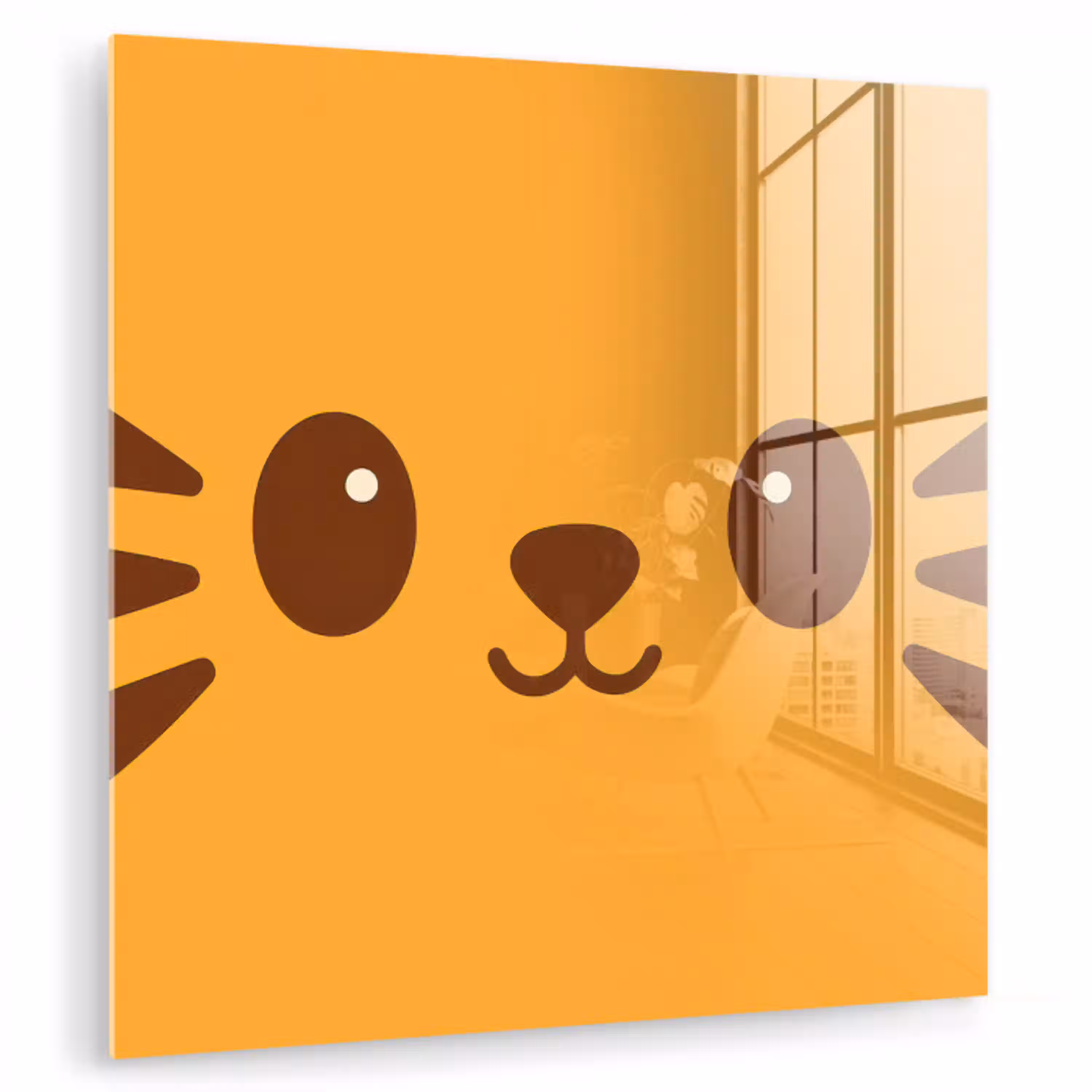 Kat - Simplistisch - Oranje - Vrolijk plexiglas 5mm klein -zzzproduct_nieuw