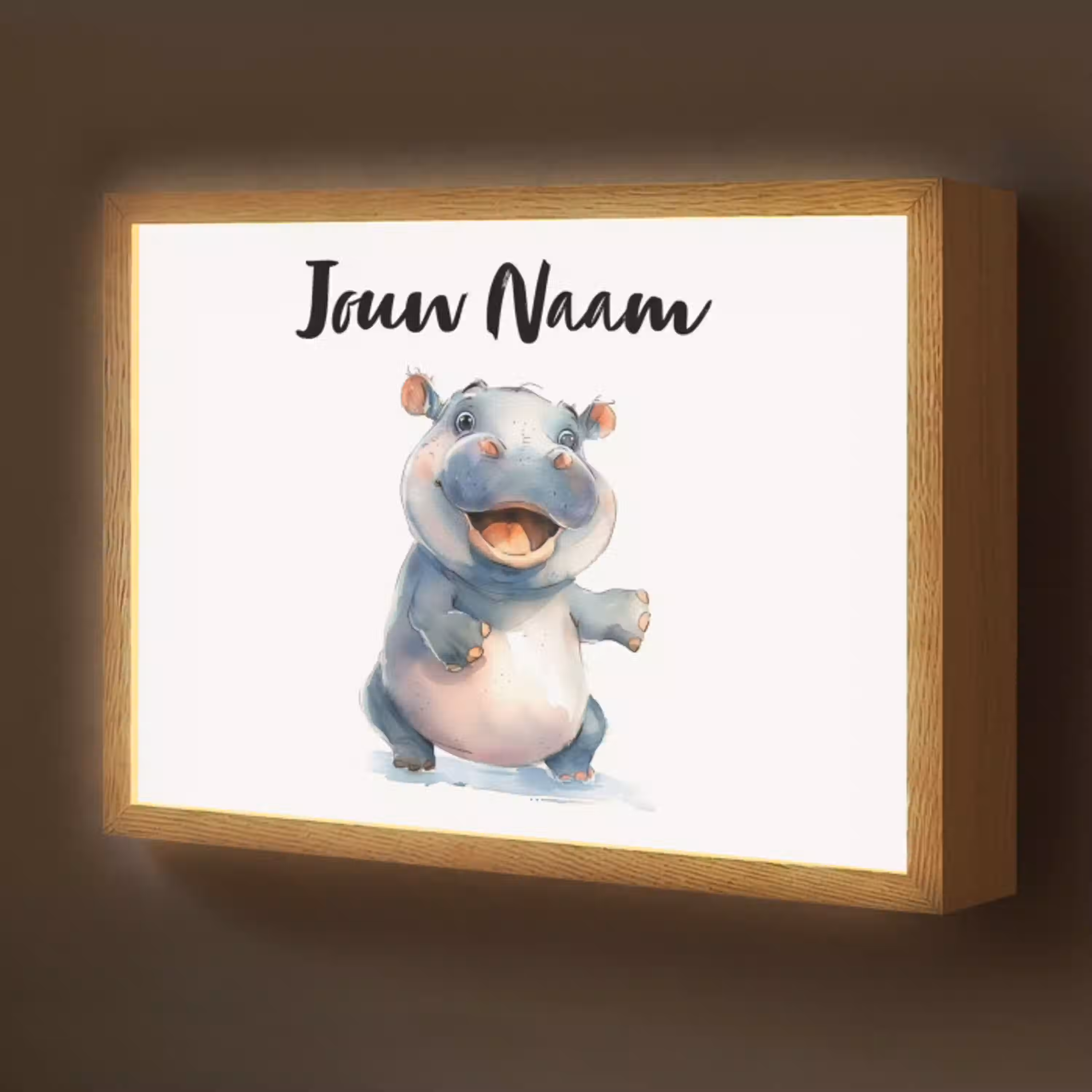 Nijlpaard - Baby dier - Dieren Light Box met batterij (Wandlamp kind) middel -z3d_website