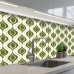 Patroon - Retro - Groen keuken achterwand 2 middel 871 -3d_schuin
