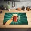 Bierglas - Schuim - Retro - Groen Inductie beschermer vinyl 3mm klein -sfeer5