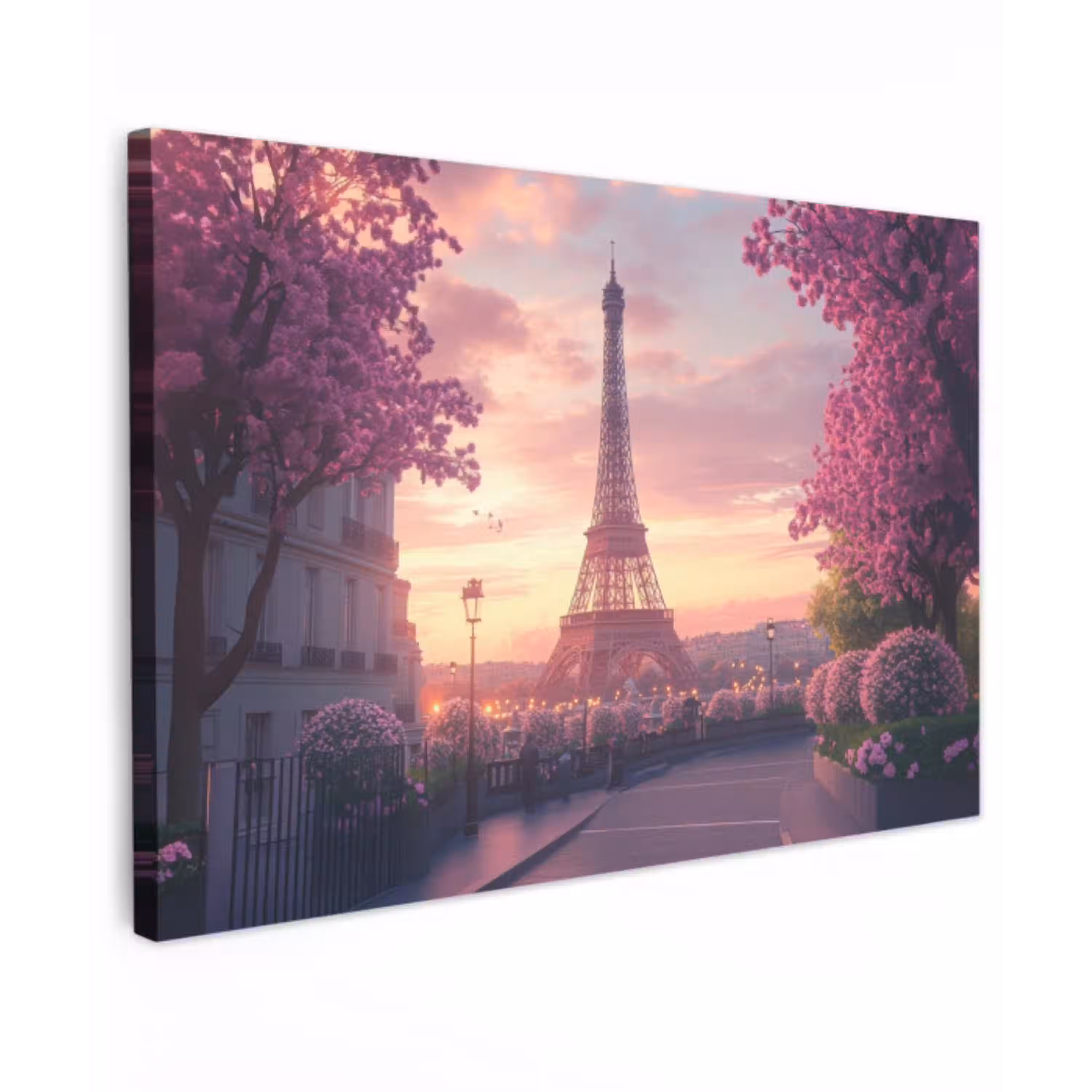 Eiffeltoren - Parijs - Roze Tuinposter op houten frame 2 cm dik klein -3d