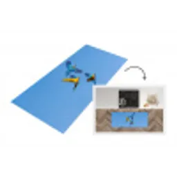 Papagaai - Vliegen - Blauw - Geel Keukenloper - keukenmat middel -3d