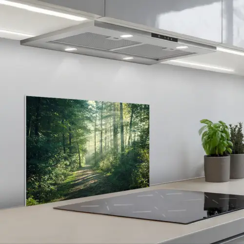 Bos - Pad - Zon - Bomen - Groen - Natuur keuken achterwand spatscherm klein -3d_schuin