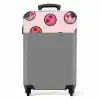 Roze smiley's op een roze achtergrond NBS - Handbagage koffer - Kinderen Unisex middel -productfoto_recht