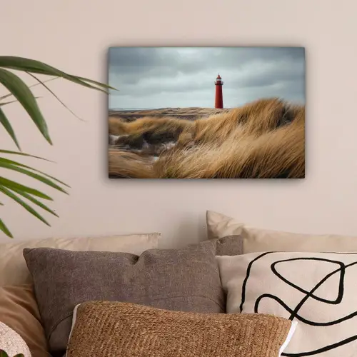 Duinen - Vuurtoren - Rood - Lucht canvas 2cm klein -sfeer1