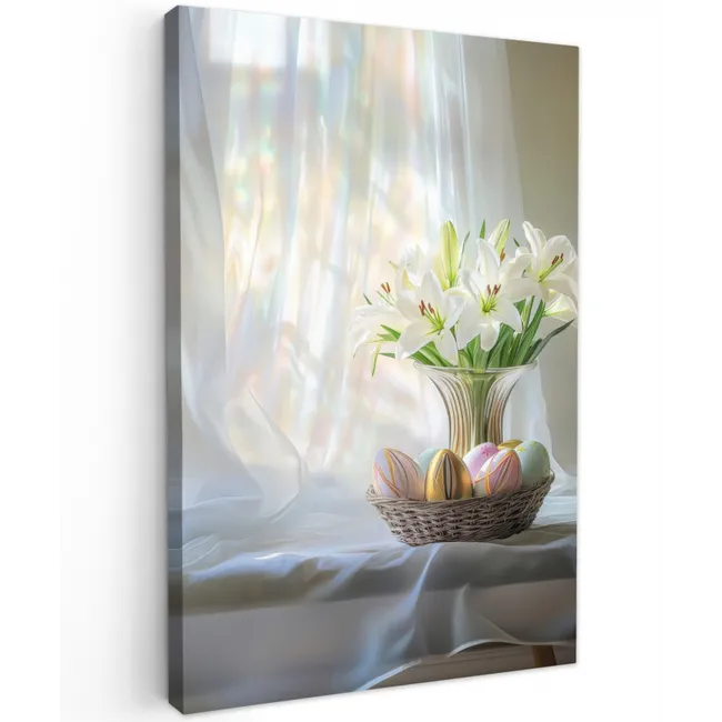 Vaas - Eieren - Bloemen Tuinposter op houten frame 2 cm dik klein -3d