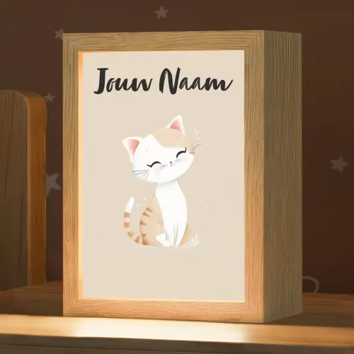 Kat - Kitten - Beige Light Box met kabel (Kinderlampje) klein -zzz_3d_website