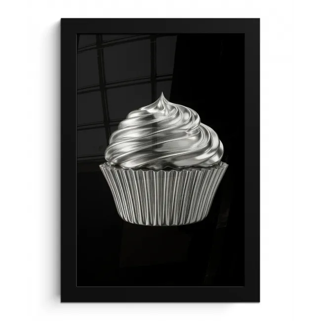 Cupcake - Luxueus - Zilver fotolijst zwart zonder passe partout klein -3d