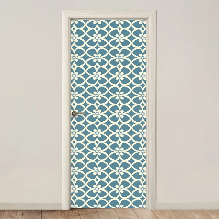 Patroon - Symmetrisch - Blauw deurposter klein 289 -3d_beige