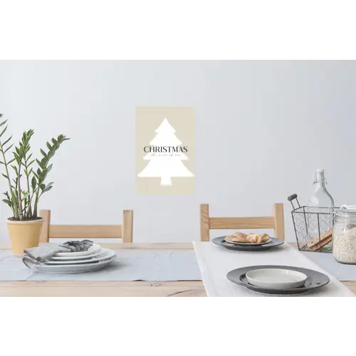 Kerstboom - Japandi - Christmas - Beige Muursticker klein -eettafel