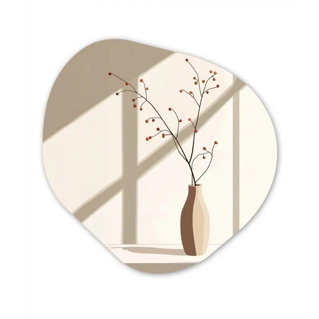 Vaas - Takken - Bessen - Minimalistisch Wandcirkel Organisch Forex 3mm klein -3d